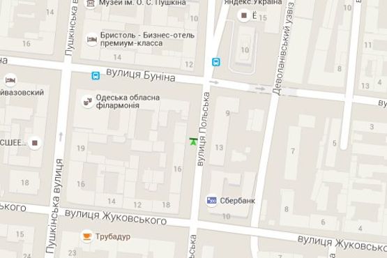 Схема рекламной плоскости по адресу Польська вул., 14 - Буніна вул.