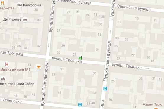 Схема рекламної площини за адресою Троїцька вул., 26 - Пушкінська вул.