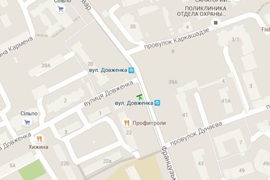 Схема рекламної площини за адресою Французський бульв. - Довженко вул.