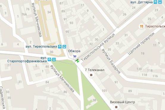 Схема рекламной плоскости по адресу Старопортофранківська вул. - Тираспольська вул. (№1)