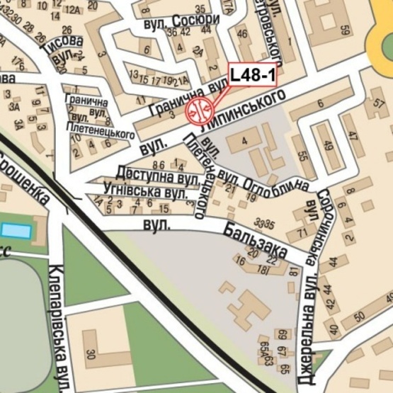 Схема рекламной плоскости по адресу Липинского ул., 3 (шинок "Вертеп", напротив автомойки, шиномонтажа), в сторону ул. Клепаровской