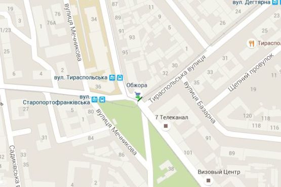 Схема рекламної площини за адресою Старопортофранківська вул. - Тираспольська вул.