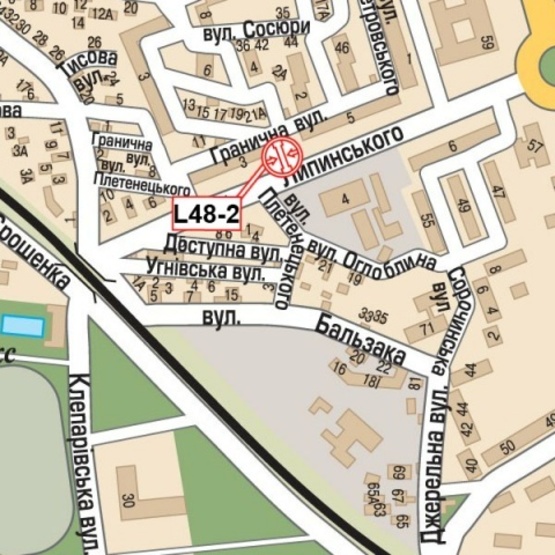 Схема рекламной плоскости по адресу Липинского ул., 3 (шинок "Вертеп", напротив автомойки, шиномонтажа), в сторону прос. В.Черновола