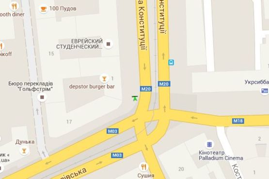 Схема рекламной плоскости по адресу Конституції пл. - Павлівська пл. (Рози Люксембург пл.)