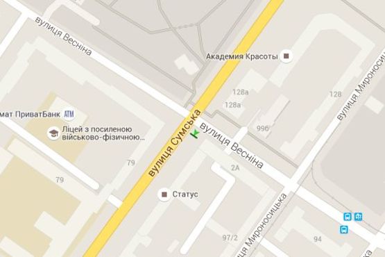 Схема рекламной плоскости по адресу Сумська вул. - Весніна вул.