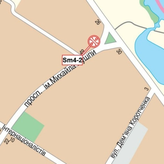 Схема рекламной плоскости по адресу Лушпы просп., 49 (ТЦ "Березка", АЗС "Marshal", ИндустриалБанк, маркет "АТБ", "Watsons"), в сторону ул. Черепина