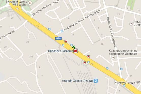 Схема рекламной плоскости по адресу Вернадського вул. - Гагаріна просп., (зупинка №1) (в центр)