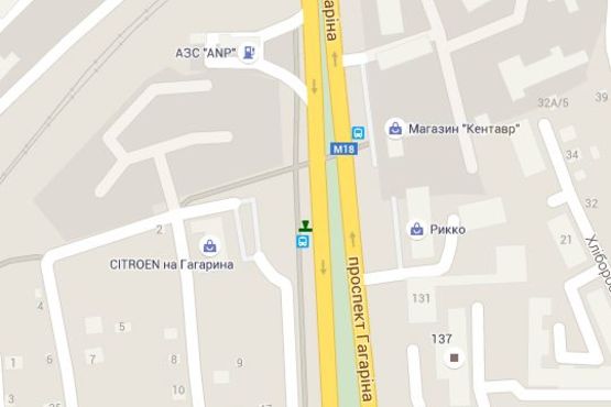 Схема рекламной плоскости по адресу Гагаріна просп., 131 (зупинка)