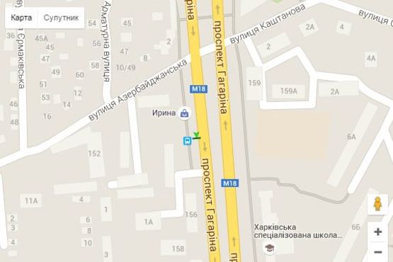 Схема рекламной плоскости по адресу Гагаріна просп. - Азербайджанська вул., (зупинка)