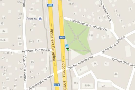 Схема рекламної площини за адресою Гагаріна просп. - Каштанова вул., (зупинка)