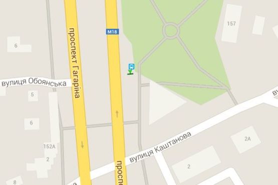 Схема рекламной плоскости по адресу Гагаріна просп. - Каштанова вул., (зупинка)