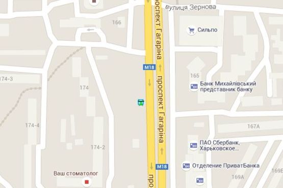 Схема рекламной плоскости по адресу Гагаріна просп., 174 (зупинка)