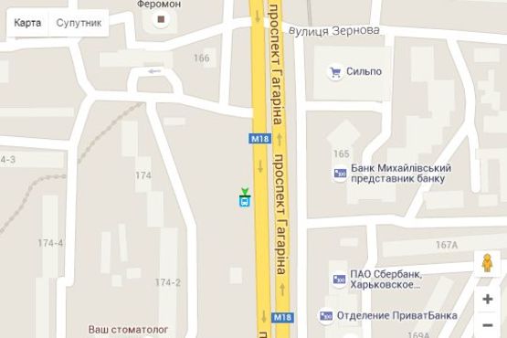 Схема рекламной плоскости по адресу Гагаріна просп., 174 (зупинка)