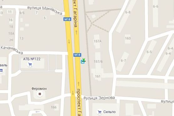 Схема рекламной плоскости по адресу Гагаріна просп., 157/6 (зупинка)