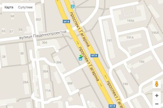 Схема рекламной плоскости по адресу Гагаріна просп., 306 (зупинка)