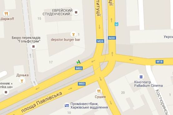 Схема рекламної площини за адресою Павлівська пл. (Рози Люксембург пл.), 7 (№1)