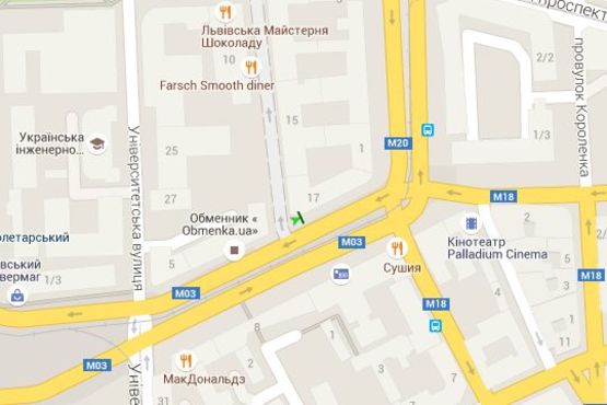 Схема рекламной плоскости по адресу Павлівська пл. (Рози Люксембург пл.), 7 (№2)