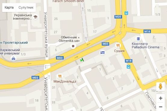 Схема рекламної площини за адресою Павлівська пл. (Рози Люксембург пл.), 8 (№2)