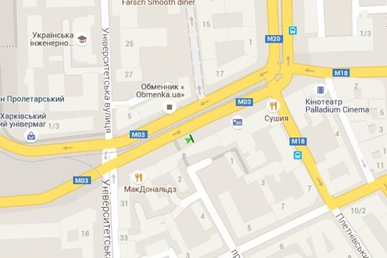 Схема рекламной плоскости по адресу Павлівська пл. (Рози Люксембург пл.), 8 (№2)