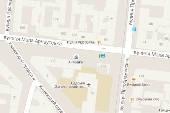 Схема рекламной плоскости по адресу Мала Арнаутська вул., 117 - Преображенська вул.