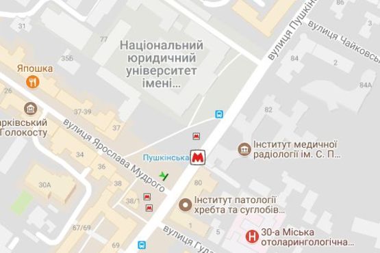 Схема рекламної площини за адресою Пушкінська вул. - Ярослава Мудрого вул. (Петровського вул.) (№1)