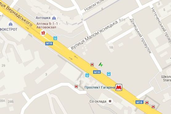 Схема рекламної площини за адресою Вернадського вул. - Гагаріна просп. - Малом`ясницька вул. (№3)