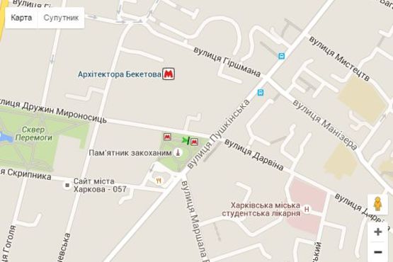 Схема рекламной плоскости по адресу Пушкінська вул. - Раднаркомівська вул. (№1)