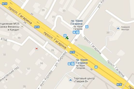 Схема рекламной плоскости по адресу Гагаріна просп., 35 (зупинка)