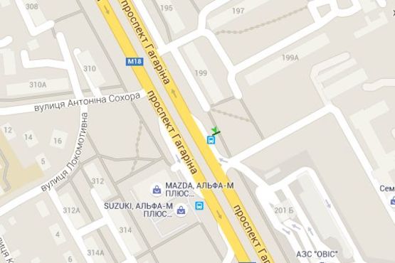 Схема рекламной плоскости по адресу Гагаріна просп., 199 (зупинка)