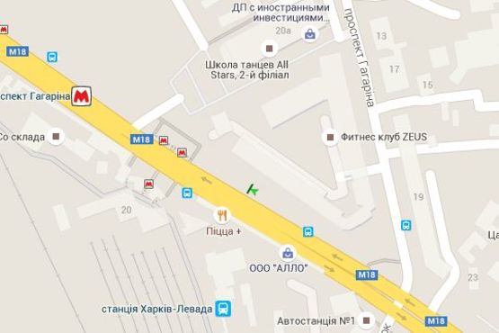 Схема рекламной плоскости по адресу Вернадського вул. - Гагаріна просп., 20 (№2) (з центру)