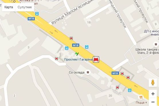 Схема рекламной плоскости по адресу Вернадського вул. - Гагаріна просп., (№1)