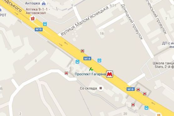 Схема рекламной плоскости по адресу Вернадського вул. - Гагаріна просп., (№1)