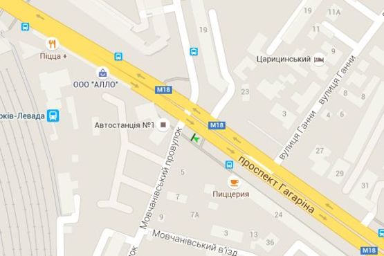 Схема рекламной плоскости по адресу Гагаріна просп. - Мовчанівський пров.