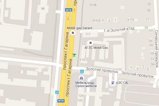 Схема рекламной плоскости по адресу Гагаріна просп. - Золотий пров., (зупинка)