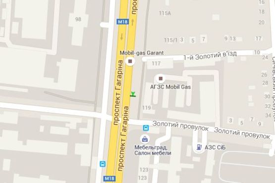 Схема рекламной плоскости по адресу Гагаріна просп. - Золотий пров., (зупинка)