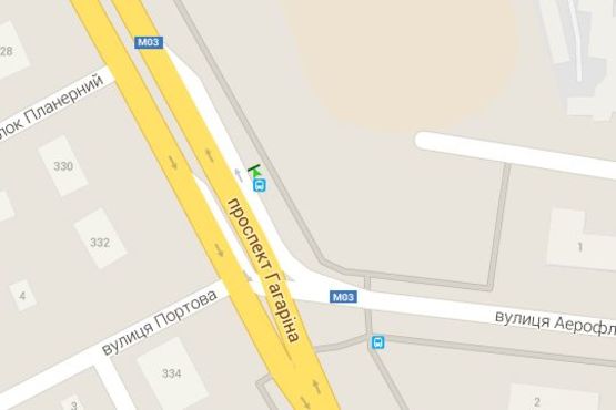 Схема рекламної площини за адресою Гагаріна просп. - Аерофлотська вул., (зупинка)