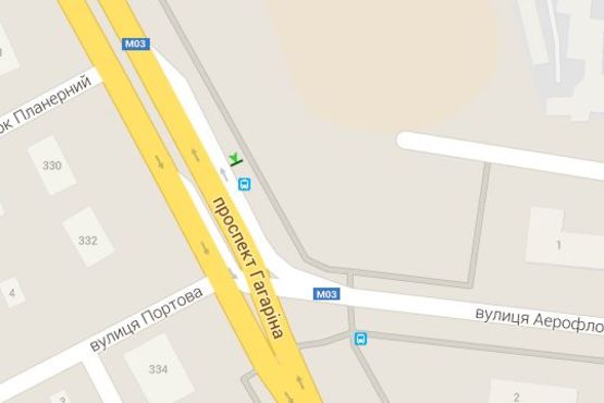 Схема рекламной плоскости по адресу Гагаріна просп. - Аерофлотська вул., (зупинка)