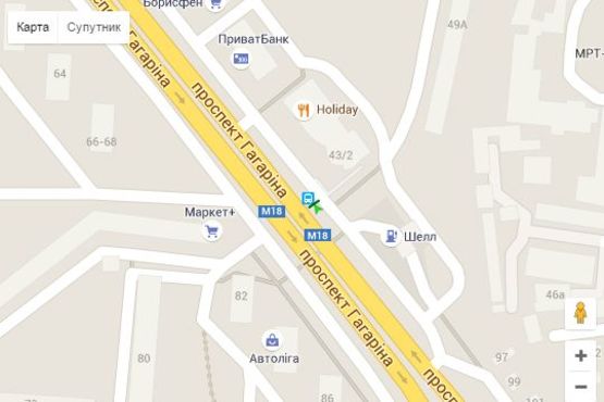 Схема рекламной плоскости по адресу Гагаріна просп., 43/2 (зупинка)