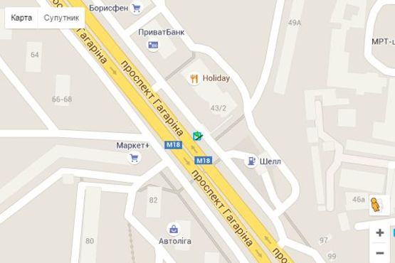 Схема рекламної площини за адресою Гагаріна просп., 43/2 (зупинка)