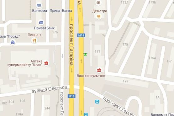 Схема рекламной плоскости по адресу Гагаріна просп., 177 (зупинка) №4