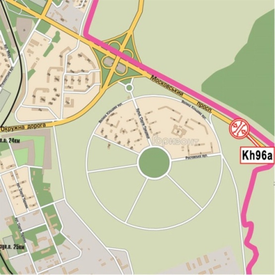 Схема рекламної площини за адресою Московский просп. - Ростовская трасса, (на разделителе), (АЗС "ОККО"), направл. в город