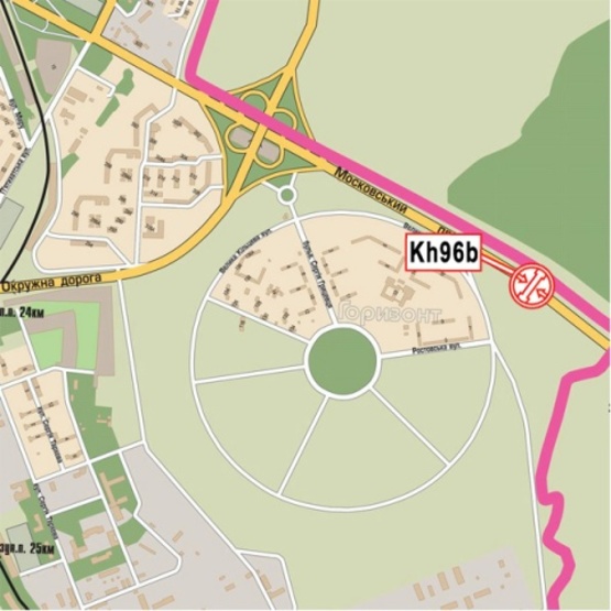 Схема рекламной плоскости по адресу Московский просп. - Ростовская трасса, (на разделителе), (АЗС "ОККО"), направл. из города