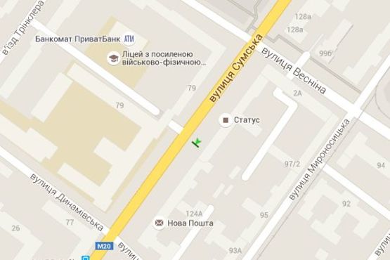 Схема рекламной плоскости по адресу Сумська вул., 126 (№1)