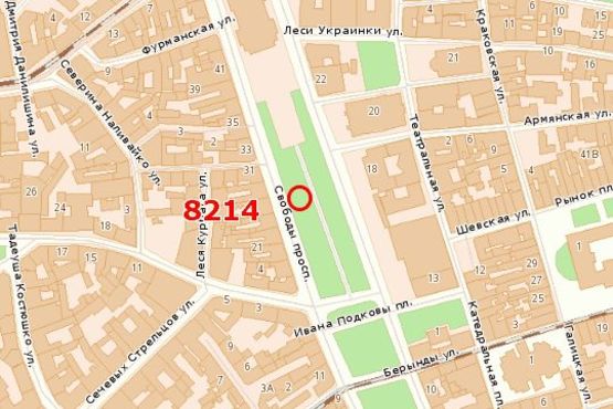 Схема рекламной плоскости по адресу Свободи просп., 25