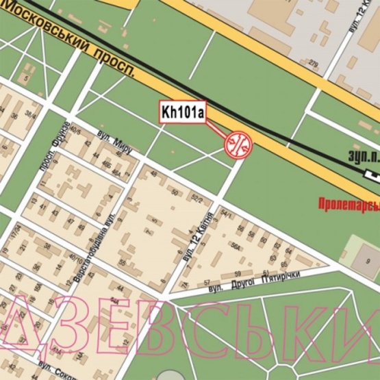 Схема рекламной плоскости по адресу Московский просп., - 12 Апреля ул., (АЗС "УкрНАФТА", 500м к ст. м.Пролетарская, Депо), в направл. Окружной дороги