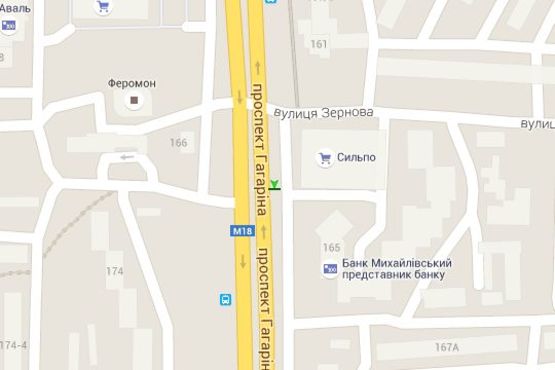 Схема рекламной плоскости по адресу Гагаріна просп., 165 (№1)