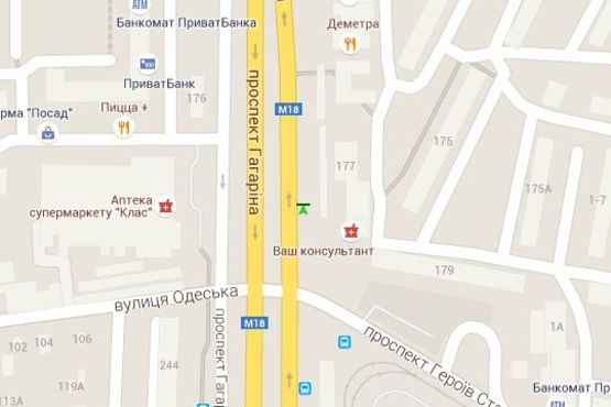 Схема рекламной плоскости по адресу Гагаріна просп., 177 (зупинка) №3