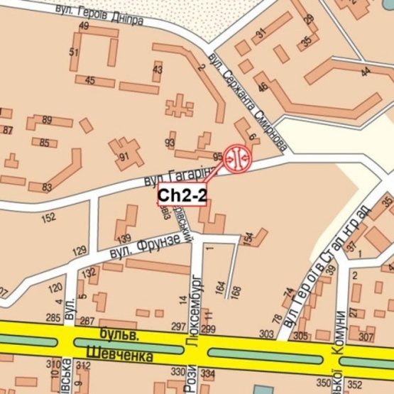 Схема рекламной плоскости по адресу Гагарина ул, 95 из центра (ТЦ "ДнепрПлаза", маркет "Велика Кишеня", "АТБ", ОщадБанк), в направл. ул. Героев Сталинграда