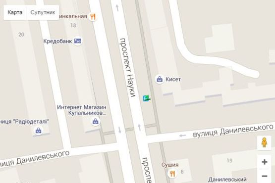 Схема рекламной плоскости по адресу Науки просп. (Леніна просп.), 10 (зупинка)