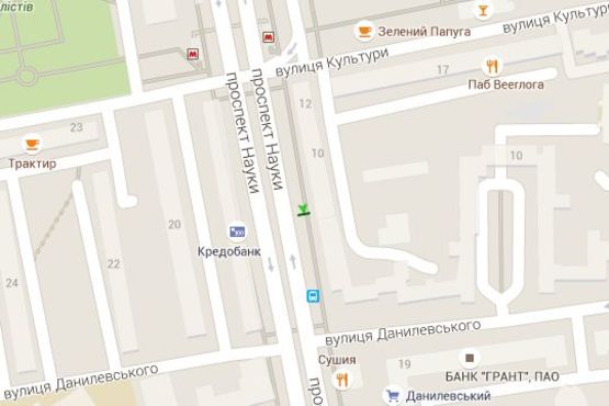 Схема рекламной плоскости по адресу Науки просп. (Леніна просп.), 10 (№1)